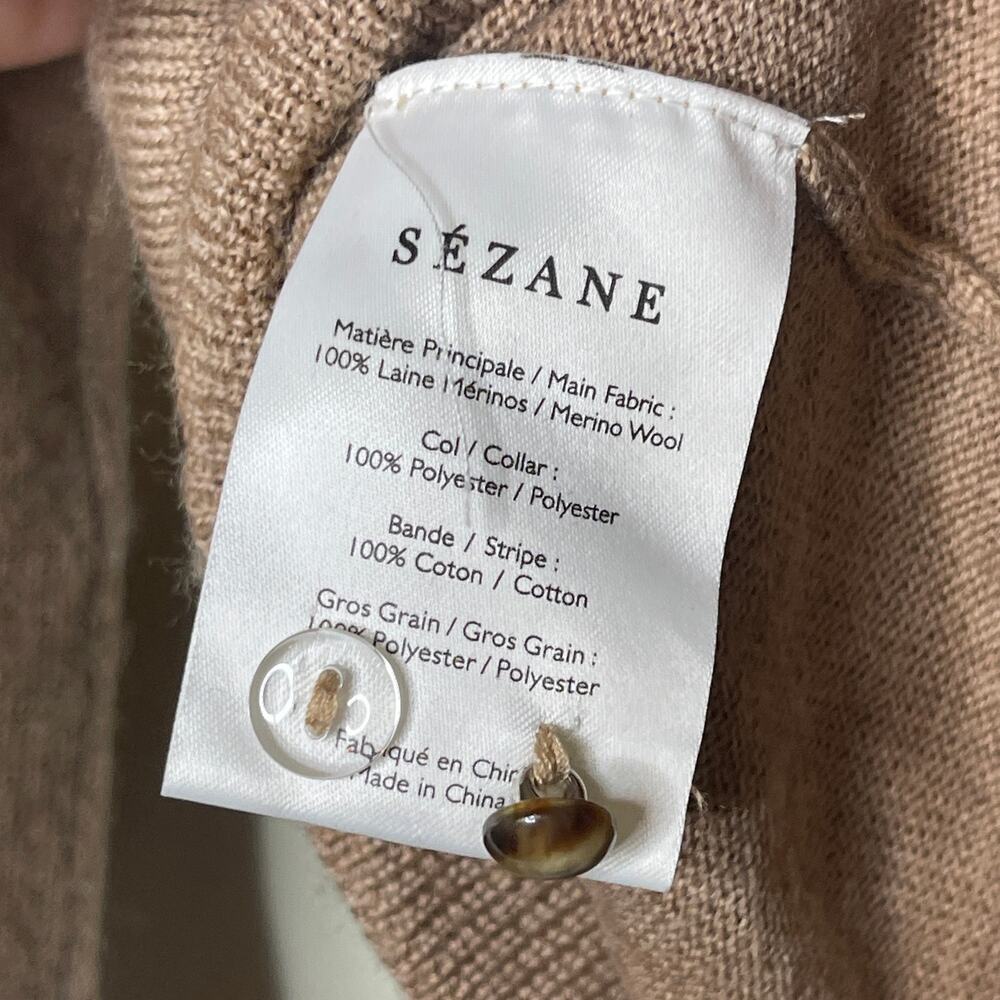 Sezane Eduardo camel latte merino wool jumper white lace collar XS - Picture 8 of 10